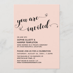 Sie sind eingeladen Hearts Script Blush Empfang-on Einladung