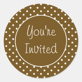 Sie sind eingeladen Kupfer Polka Dot Umschlag Aufk Runder Aufkleber