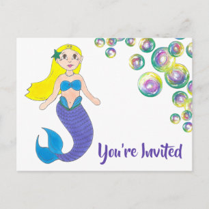Sie sind eingeladen Mermaid Geburtstagsparty Einla Einladungspostkarte