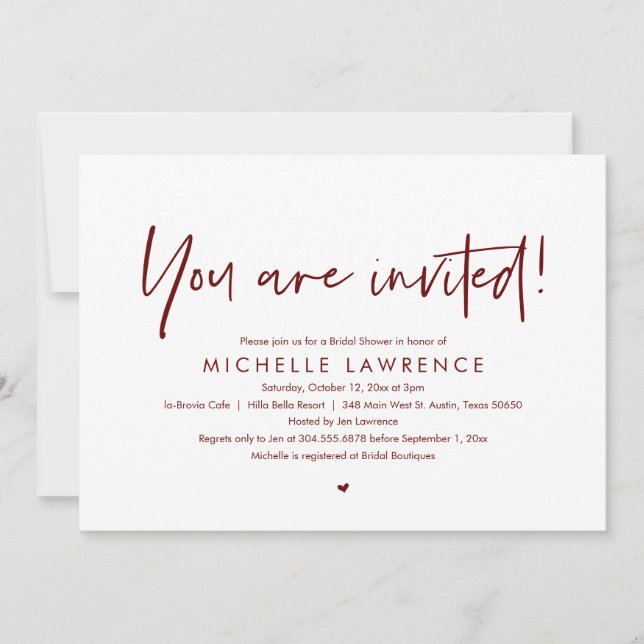 Sie sind eingeladen, Modernes Lässiges Brautparty  Einladung (Vorderseite)