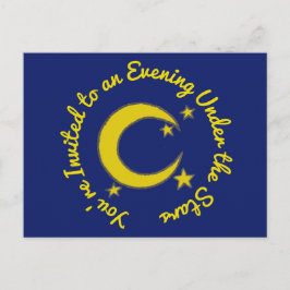 Sie sind eingeladen Night Sky Crescent Moon Stars Einladungspostkarte