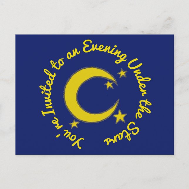 Sie sind eingeladen Night Sky Crescent Moon Stars  Einladungspostkarte (Vorderseite)