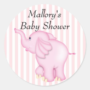 Sie sind eingeladen Pink Elephant Baby Dusche Runder Aufkleber