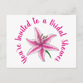 Sie sind eingeladen Pink Lily Blume Brautparty Einladungspostkarte