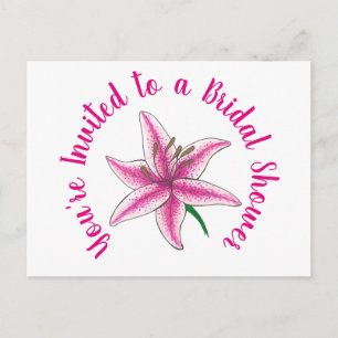 Sie sind eingeladen Pink Lily Blume Brautparty Einladungspostkarte