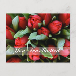 Sie sind eingeladen Rote Tulpen Blumenstrauß Hochz Einladung