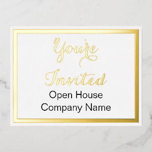 Sie sind eingeladen Schwarz-weiß- und Gold-Busines Folie Einladungspostkarte