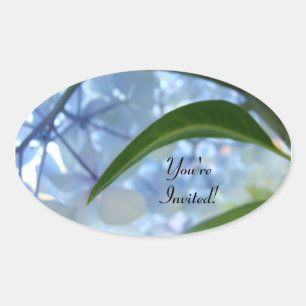Sie sind eingeladen! Siegel Blue Floral Einladungs Ovaler Aufkleber