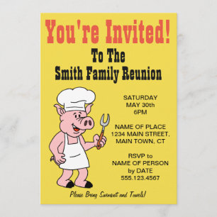 Sie sind eingeladener Family Wiedersehen Pig Carto Einladung