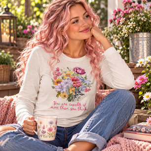 Sie sind fähig Inspirierende Blumen Positive Zitat Tri-Blend Shirt