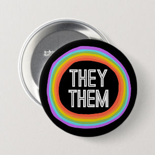 Sie sind farbenfrohe Gender Rainbow Circle Pronoun Button