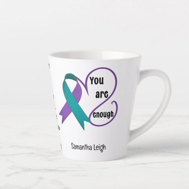 "Sie sind genug" Heilung Hoffnung Minimalistisches Milchtasse (Rechts)