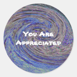 Sie sind geschätzt Blue Spiral Swirl Wertschätzung Runder Aufkleber