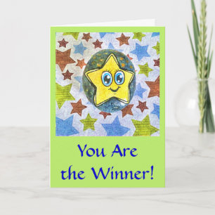 Sie sind Gewinner, Cartoon Star Grußkarte Karte