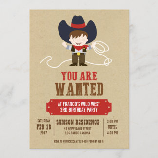 Sie sind Gewollt Cowboy-Western Geburtstagseinladu Einladung
