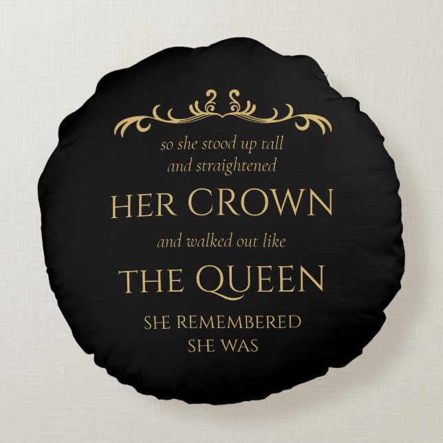 Sie sind Königin Elegante moderne Typografie Black Rundes Kissen (Rückseite)