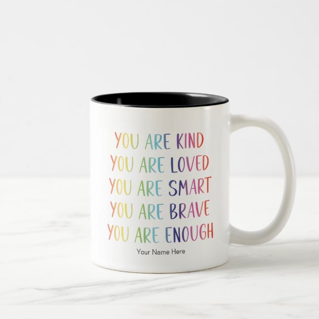 Sie sind lieblich Spaß Rainbow Positive Affirmatio Zweifarbige Tasse (Rechts)