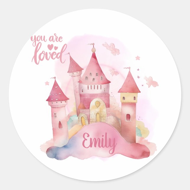 Sie sind Love Palace Pink Cloud anpassbar Runder Aufkleber (Vorderseite)