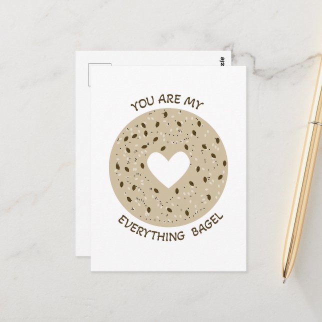 Sie sind mein alles bagel - Funny Valentine Card Postkarte (Vorderseite/Rückseite Beispiel)