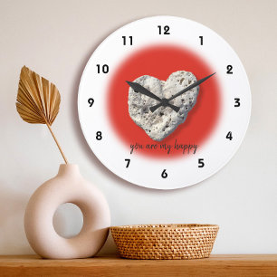 Sie sind mein glückliches Zitat Hawaii Coral Heart Große Wanduhr
