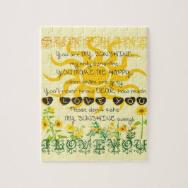 Sie sind mein Sonnenschein im Gelb mit Herzen Puzzle
