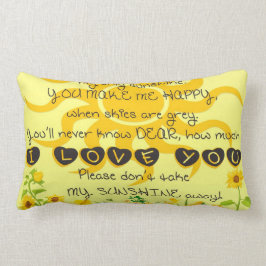 Sie sind mein Sonnenschein mit Blumen im Gelb Lendenkissen