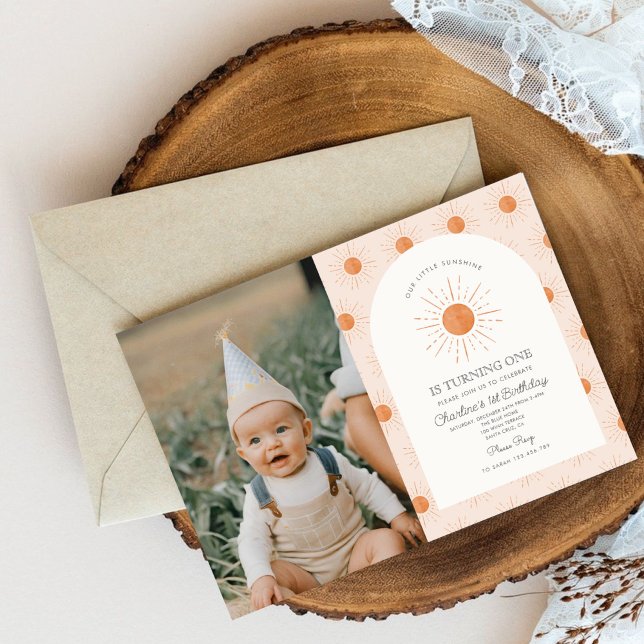 Sie sind mein Sonnenschein Sun Retro Minimal 1. Ge Einladung (Von Creator hochgeladen)