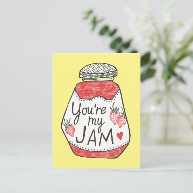 SIE SIND MEINE JAM Strawberry Illustration Custom  Postkarte (Stehend Vorderseite)