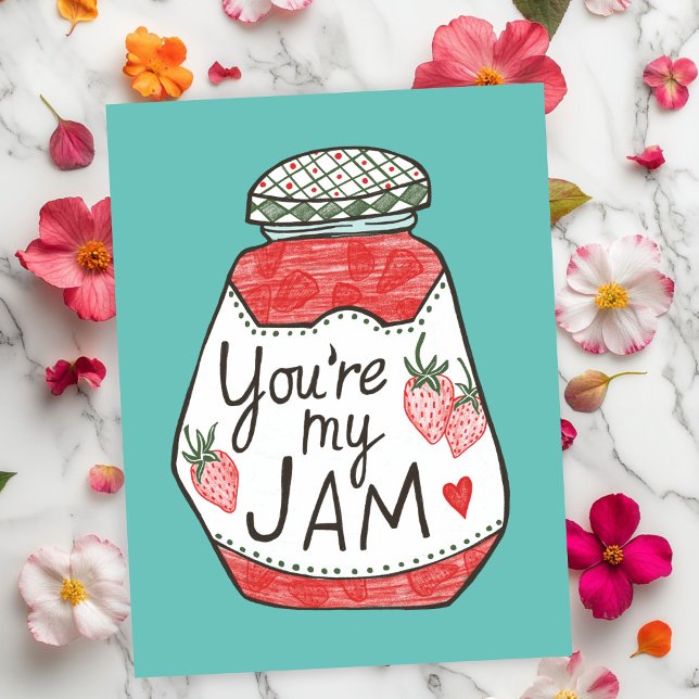 SIE SIND MEINE JAM Strawberry Illustration Custom  Postkarte (YOU ARE MY JAM Strawberry Illustration Custom Love Postcard
)