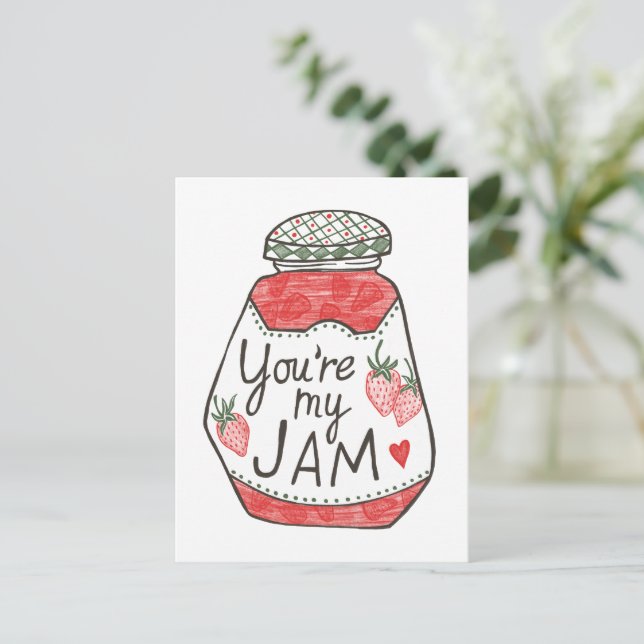 SIE SIND MEINE JAM Strawberry Illustration Custom  Postkarte (Stehend Vorderseite)