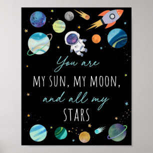 Sie sind meine Sun Moon Stars Space Blue & Gold Poster