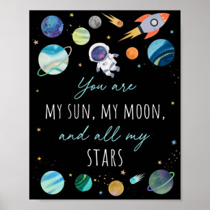 Sie sind meine Sun Moon Stars Space Blue & Gold Poster