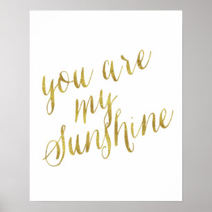 Sie sind meine Sunshine Quote Imitate Gold Foil Fu Poster