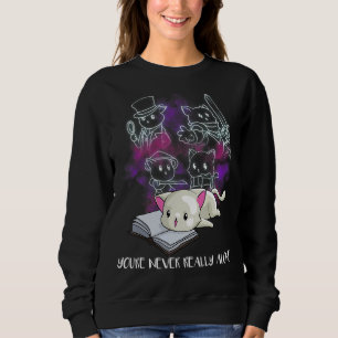 Sie sind nie wirklich allein Nerd Katzen Buchleser Sweatshirt