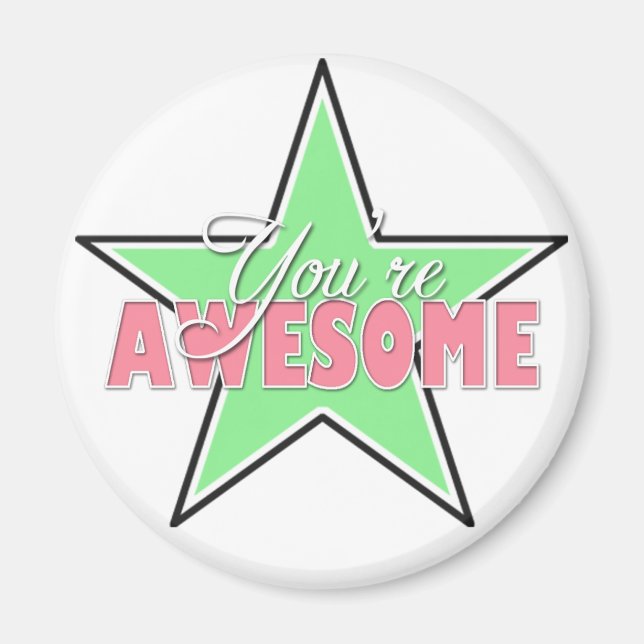 Sie sind PHANTASTISCH - Green & Pink Star Magnete (Vorne)