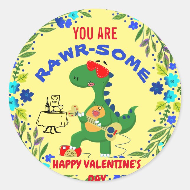 Sie sind Rawrsome - Dinosaur Valentine Sticker (Vorderseite)