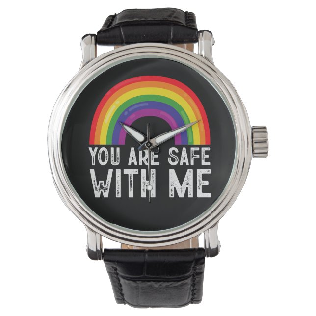 Sie sind sicher mit meinem LGBTQ-Stolz Monat Regen Armbanduhr (Vorderseite)