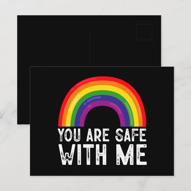 Sie sind sicher mit meinem LGBTQ-Stolz Monat Regen Postkarte (Vorne/Hinten)