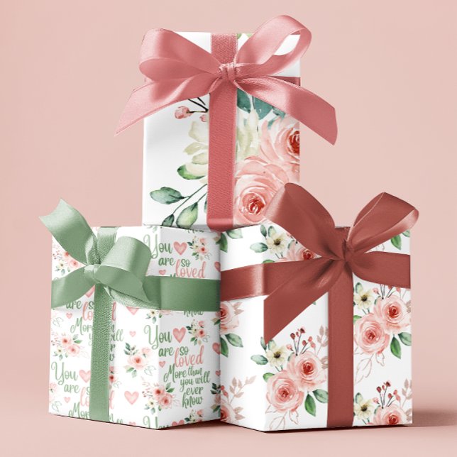 Sie sind so lieblich Rose, Papierblätter zu packen Geschenkpapier Set (Let someone special know how loved they are with these watercolor pink rose wrapping paper sheets! )