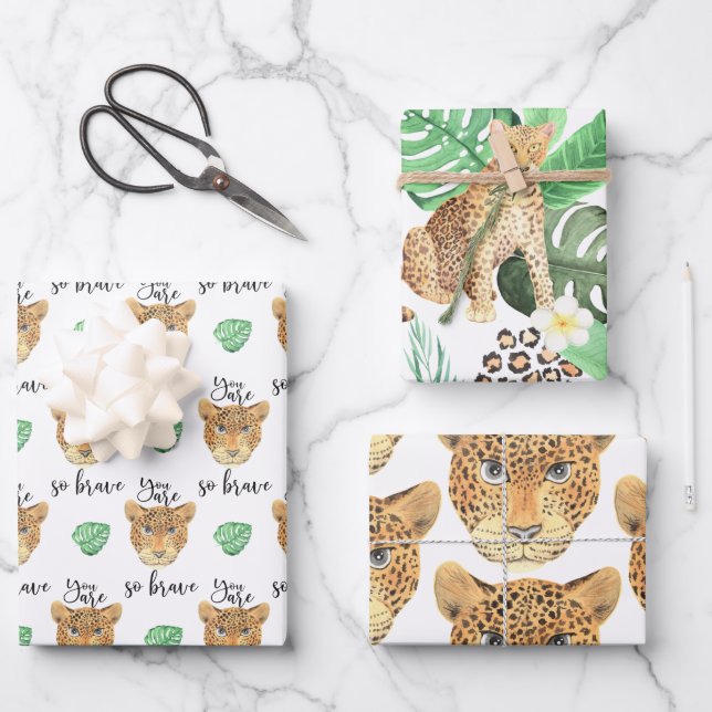Sie sind so tapfer Leoparden, die Papiertüten umhü Geschenkpapier Set (Vorderseite)