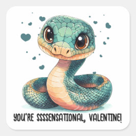 Sie sind ssensational... Valentinstag der Schlange Quadratischer Aufkleber