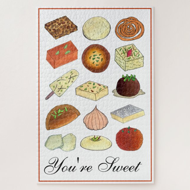 Sie sind süße indische Mithai Süßigkeiten Confecti Puzzle (Vertikal)