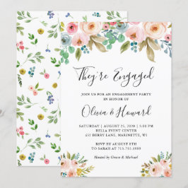 Sie sind Verlobte Watercolor Floral Engagement Par Einladung