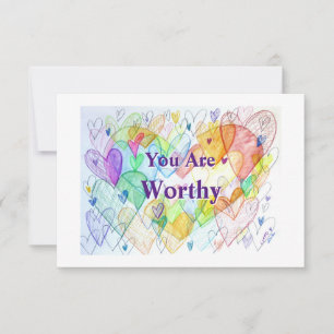 Sie sind wohltuende Rainbow Hearts Art Mitteilungs Dankeskarte