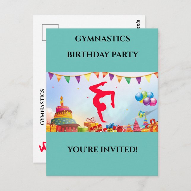 Sie sind zu einem Gymnastik-Party Personalisiert e Postkarte (Vorne/Hinten)