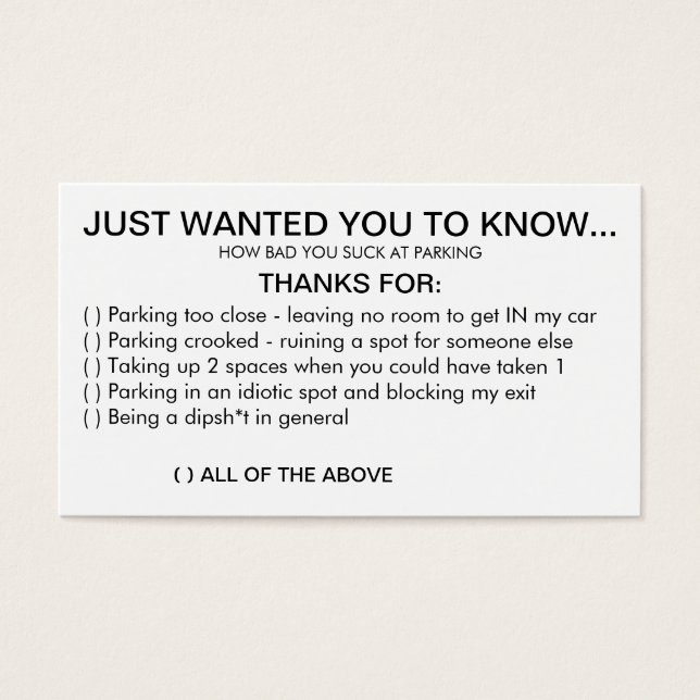 Sie sind zum Kotzen am Parkplatz (Vorderseite)