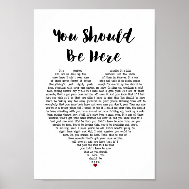 Sie sollten hier Herz Song Lyric Wall Art Print Poster (Vorne)