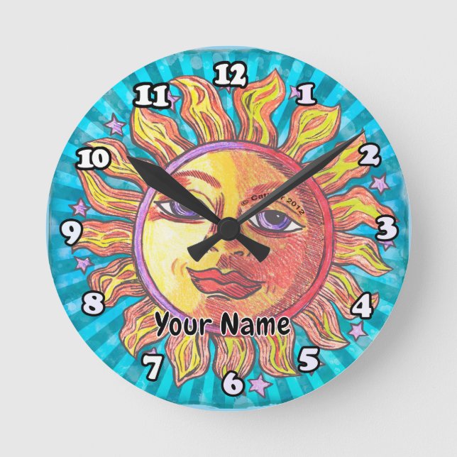 Sie Sonne  Runde Wanduhr (Vorderseite)