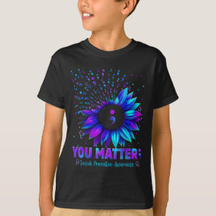 Sie Sonnenblume Suizidprävention Bewusstsein Männe T-Shirt