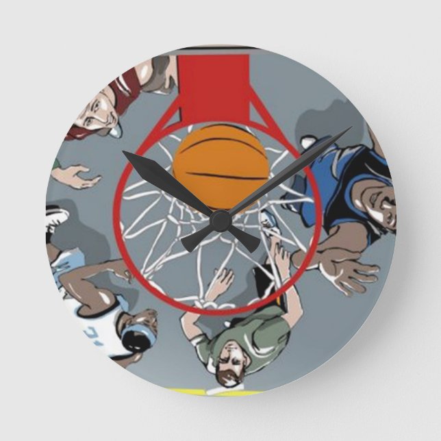 Sie spielen Basketball Wall Clock Runde Wanduhr (Vorderseite)